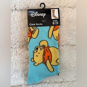 Disney Blue Winnie the Pooh Socks NEW Crew Socks SZ 9-13 - 1 Pair Nostalgia